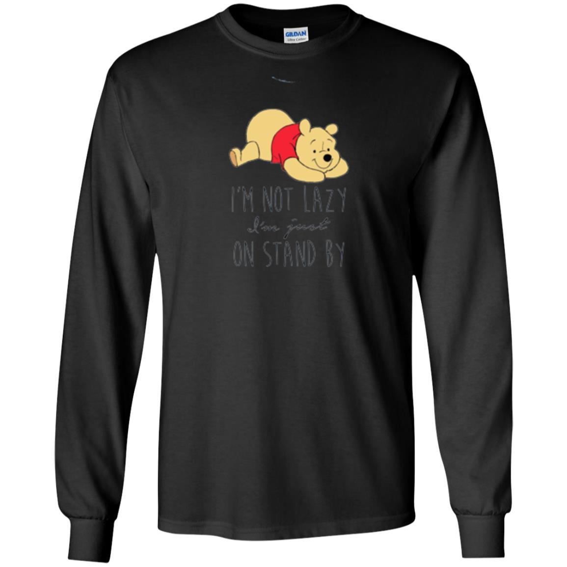 Bear Lover T-Shirt I'm Not Lazy I'm Just On Stand By Black Small
