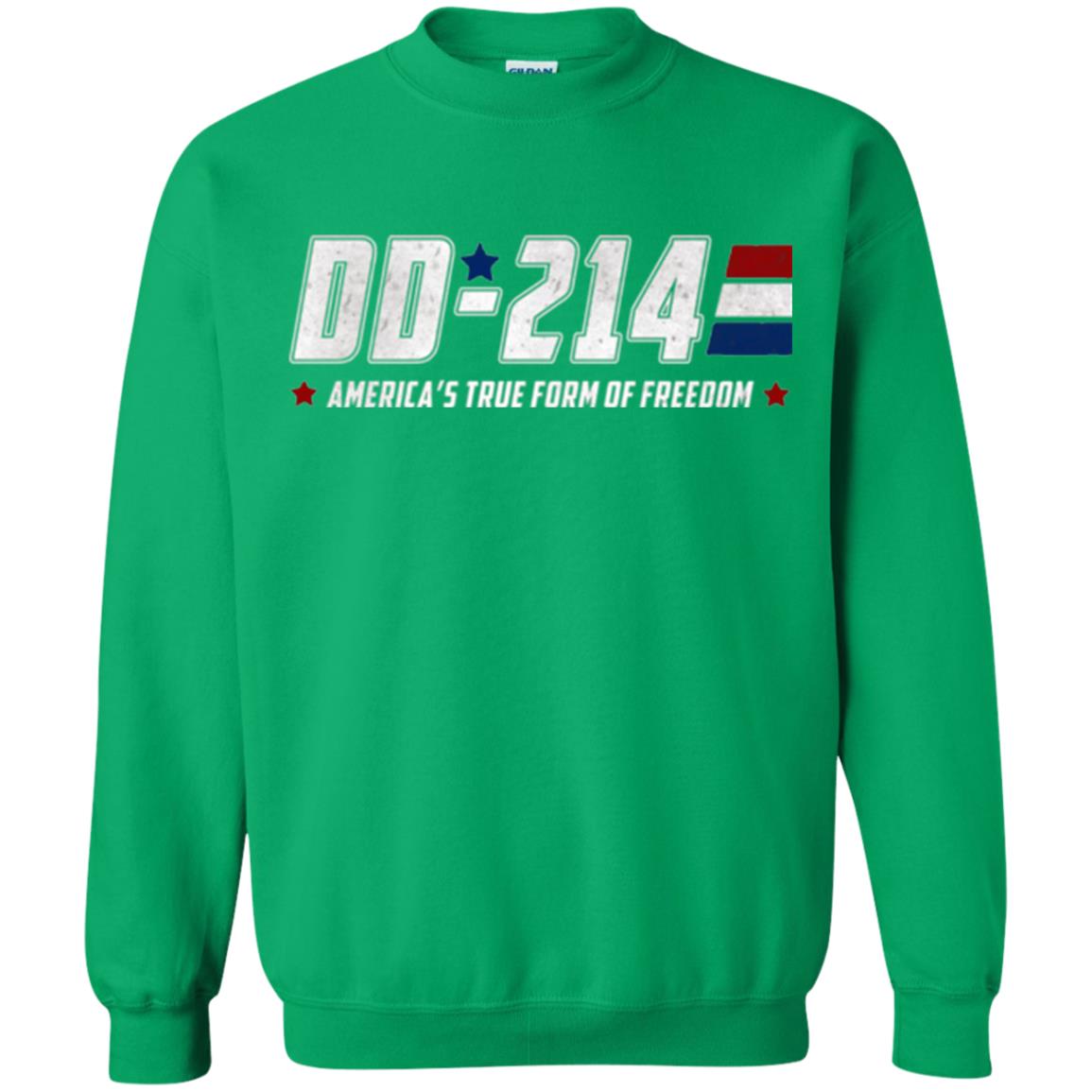 Military T-shirt Dd-214 America_s True Form Of Freedom Irish Green