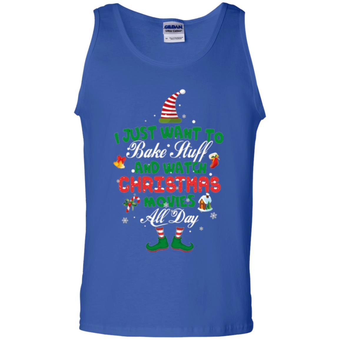Christmas T-shirt I Just Want To Bake Stuff And Watch Christmas Movies Royal