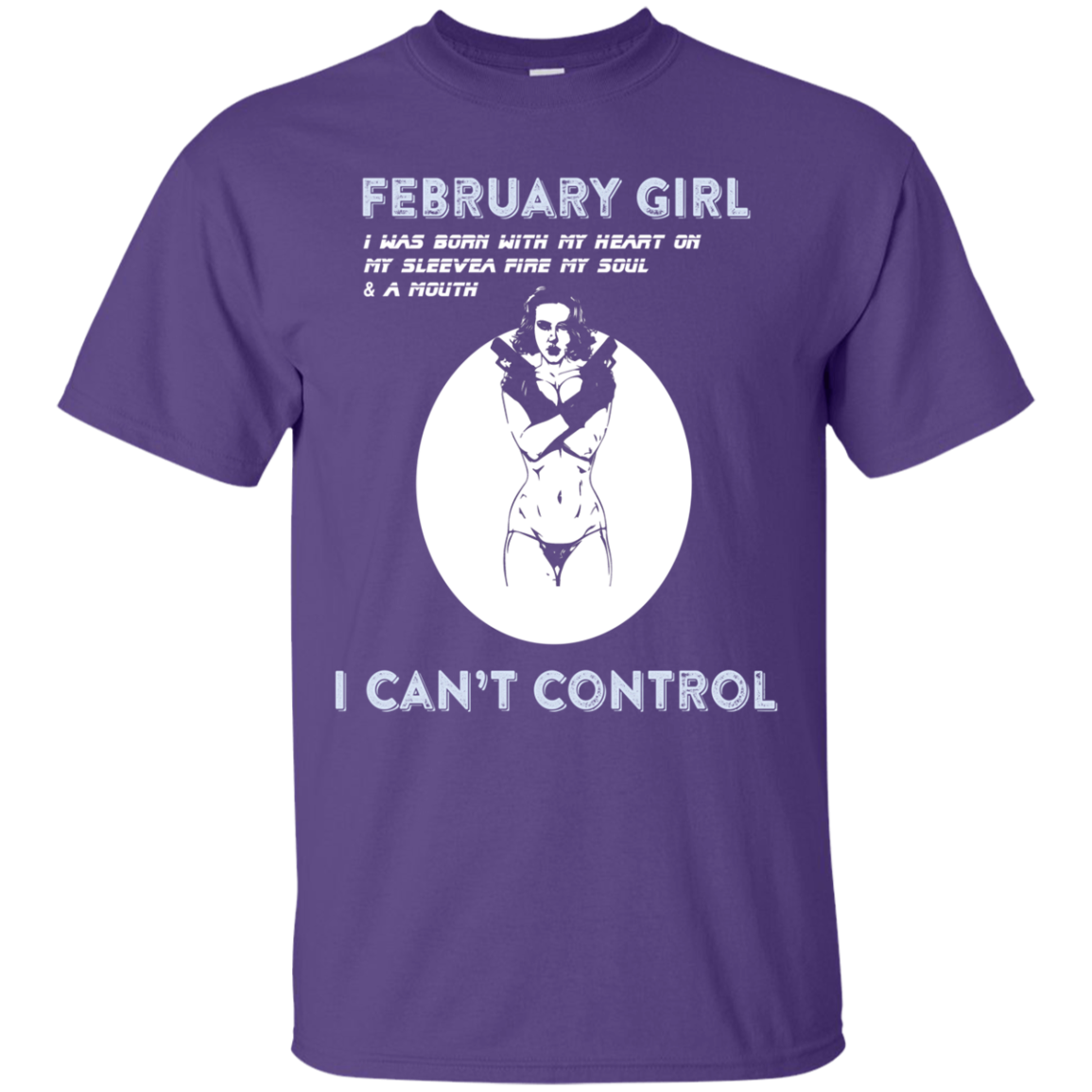 February Girl I Was Born With My Heart T-shirt Purple