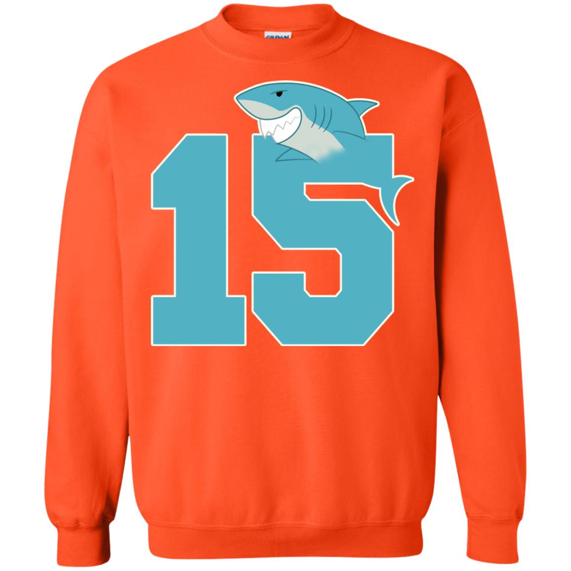 15th Birthday Shark Party Shirt Orange