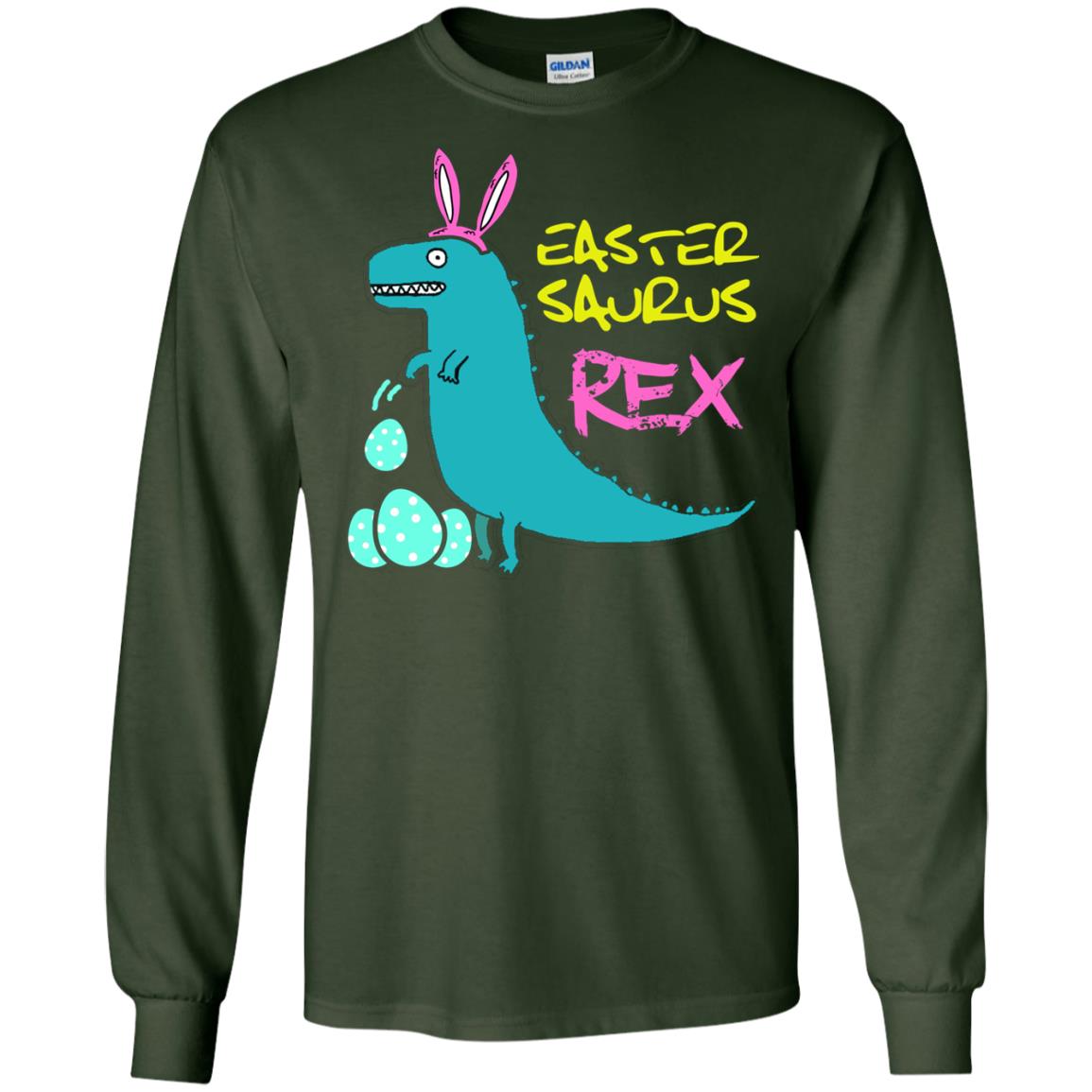Easter Saurus Trex Bunny Dinosaur T-shirt Forest Green
