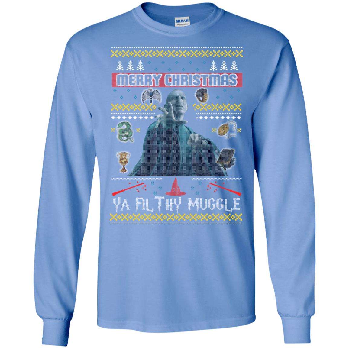 Merry Christmas Ya Filthy Muggle Harry Potter Fan T-shirt Carolina Blue