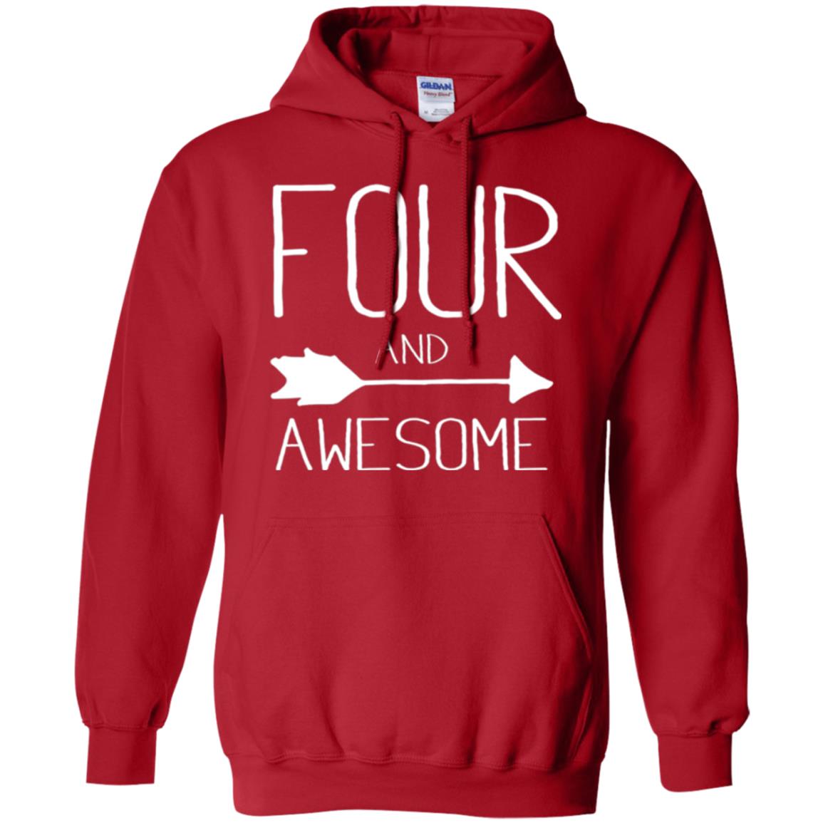 4th Birthday Gift T-shirt Kids Four And Awesome Red