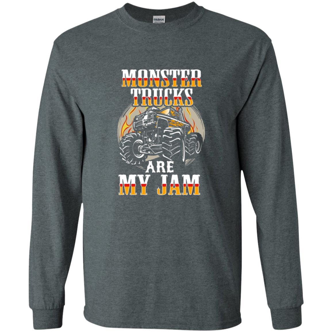 Funny Trucker T-shirt Monster Truck Are My Jam Dark Heather