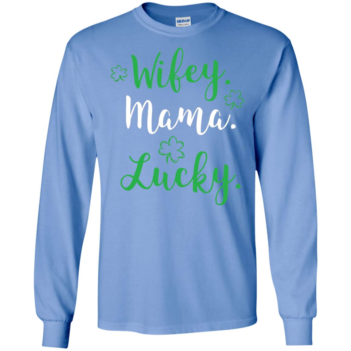 Wifey Mama Lucky Mom St Patricks Day T-shirt Carolina Blue
