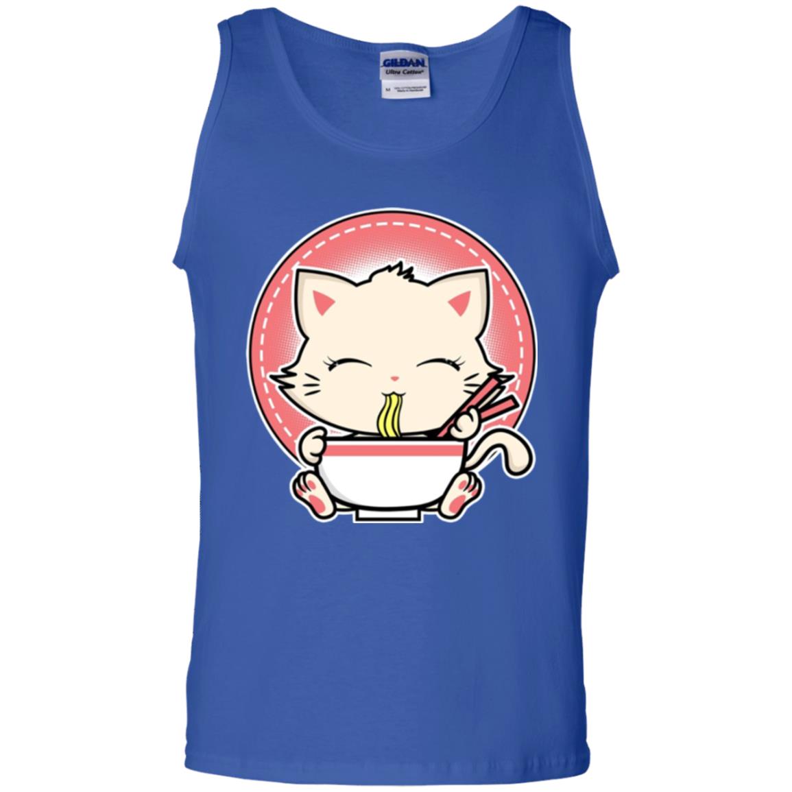 Kawaii Japanese Anime Cat Ramen T-shirt Royal