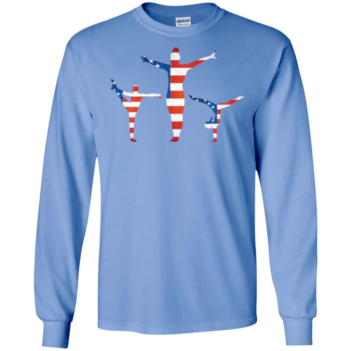 Gymastic T-shirt American Flag Carolina Blue