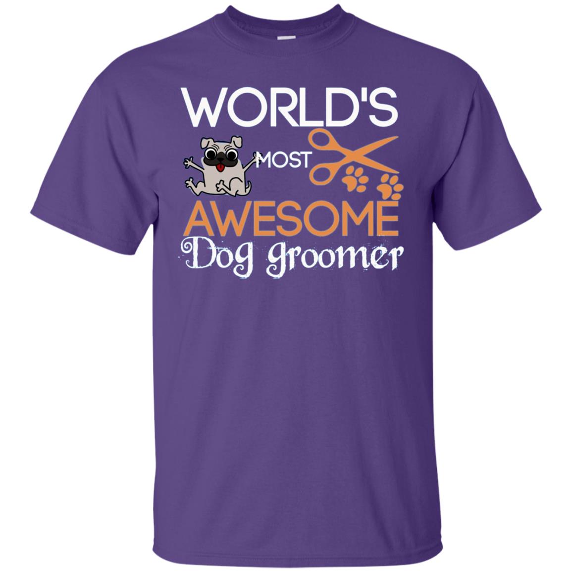 Dogs Lover Shirt World's Most Awesome Dog Groomer Purple