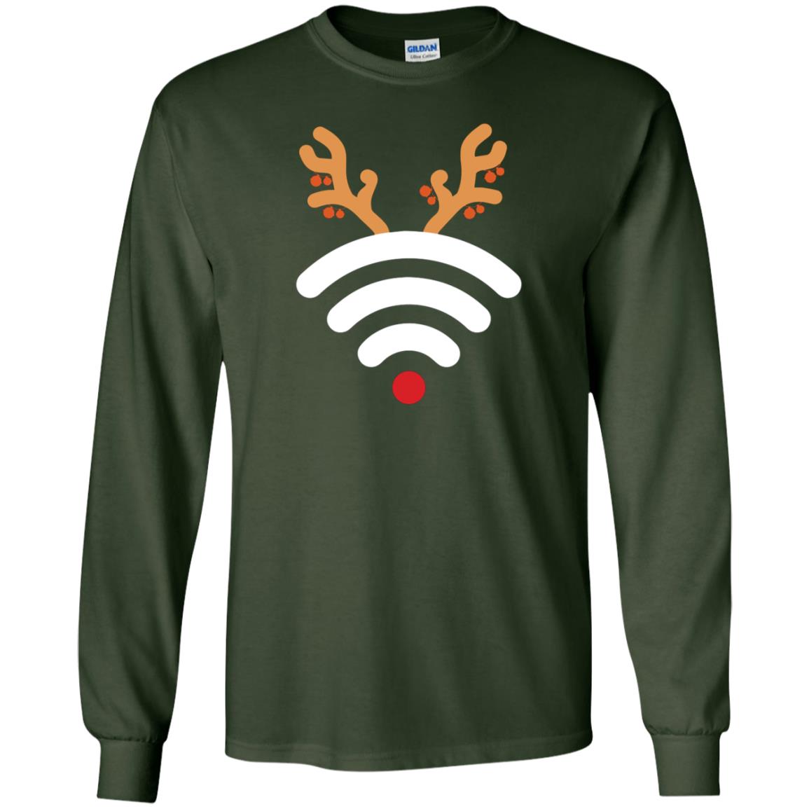 Wifi Signal Symbol Icon Reindeer X-mas Gift Shirt Forest Green