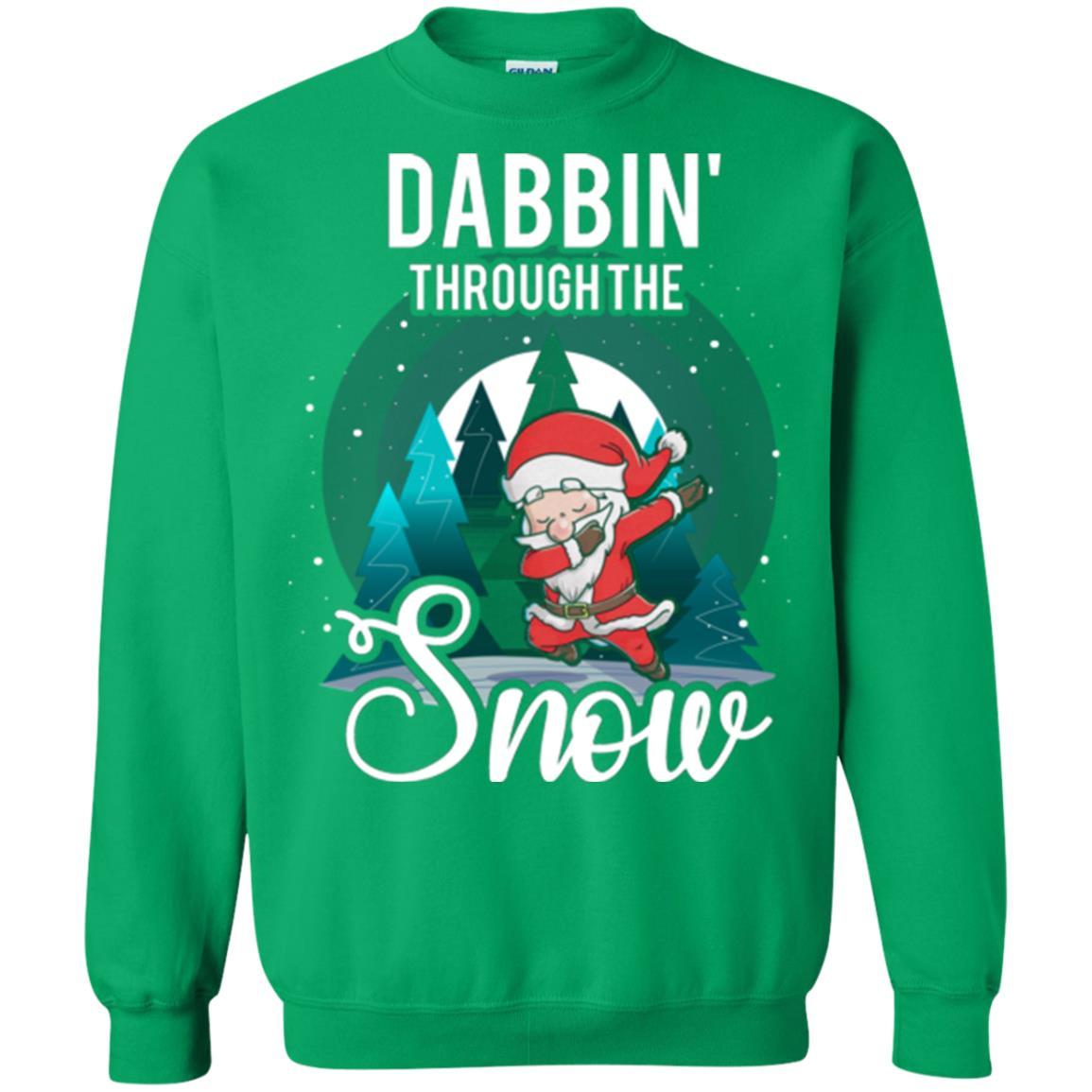 Christmas T-shirt Santa Claus Dabbing Through The Snow Irish Green