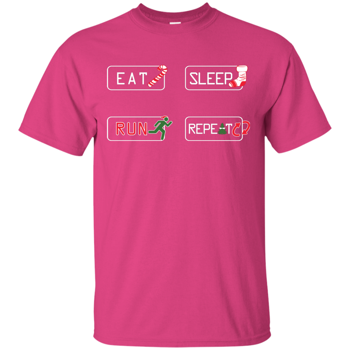 Christmas T-Shirt Eat Sleep Run Repeat Heliconia