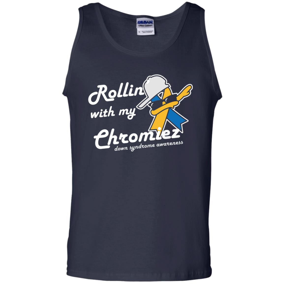 Rolling With My Ehromiez Down Syndrome Awareness T-shirt Navy