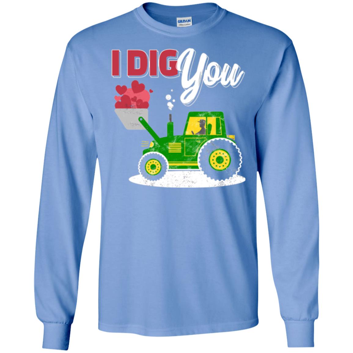 Farmer Valentines Day T-shirt Farm Tractor I Dig You Carolina Blue