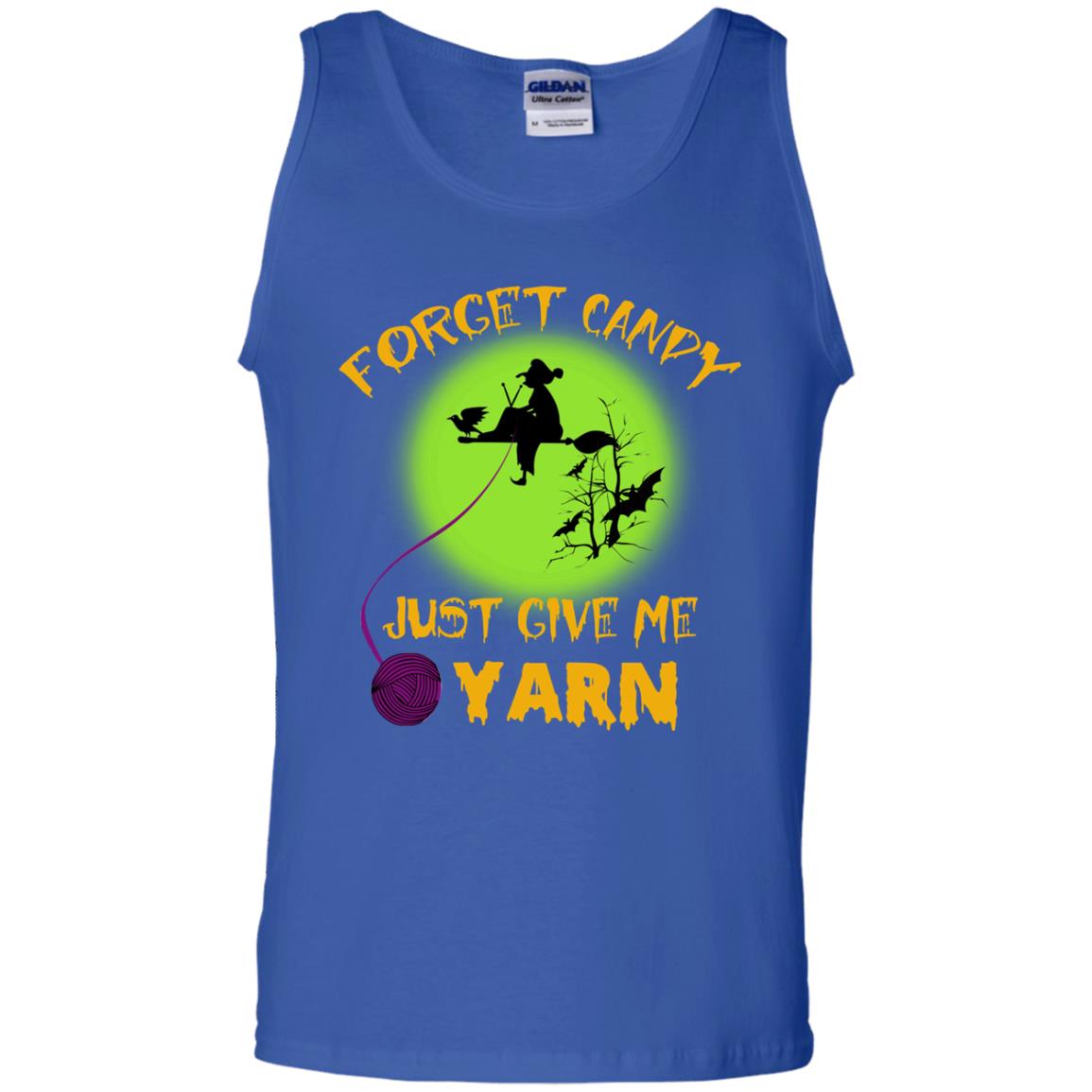 Forget Candy Just Give Me Yarn Crocheting Witches Halloween Shirt Royal