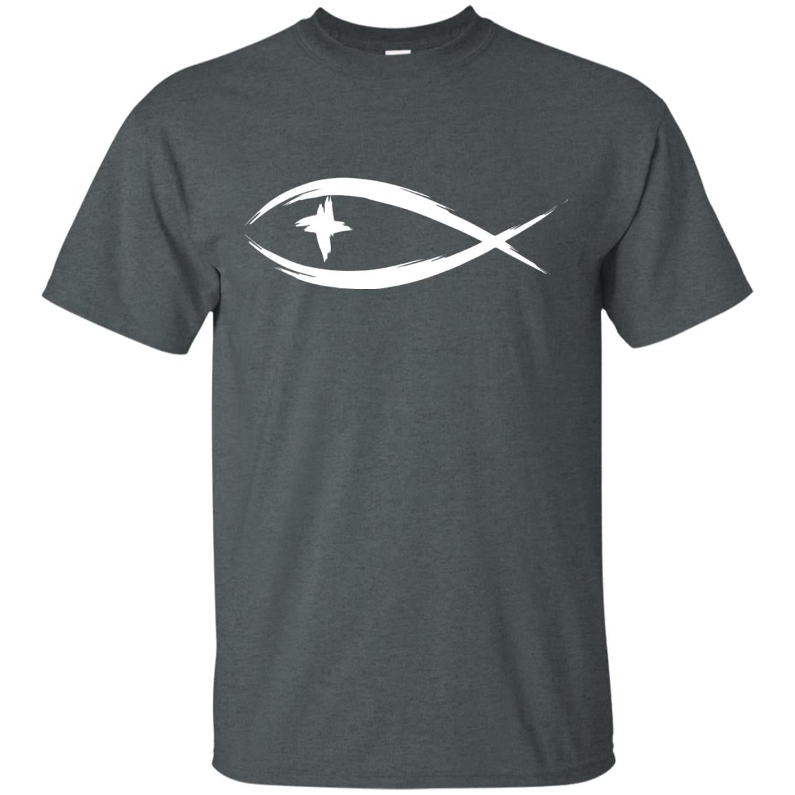 Jesus Fish Christian Shirt Dark Heather