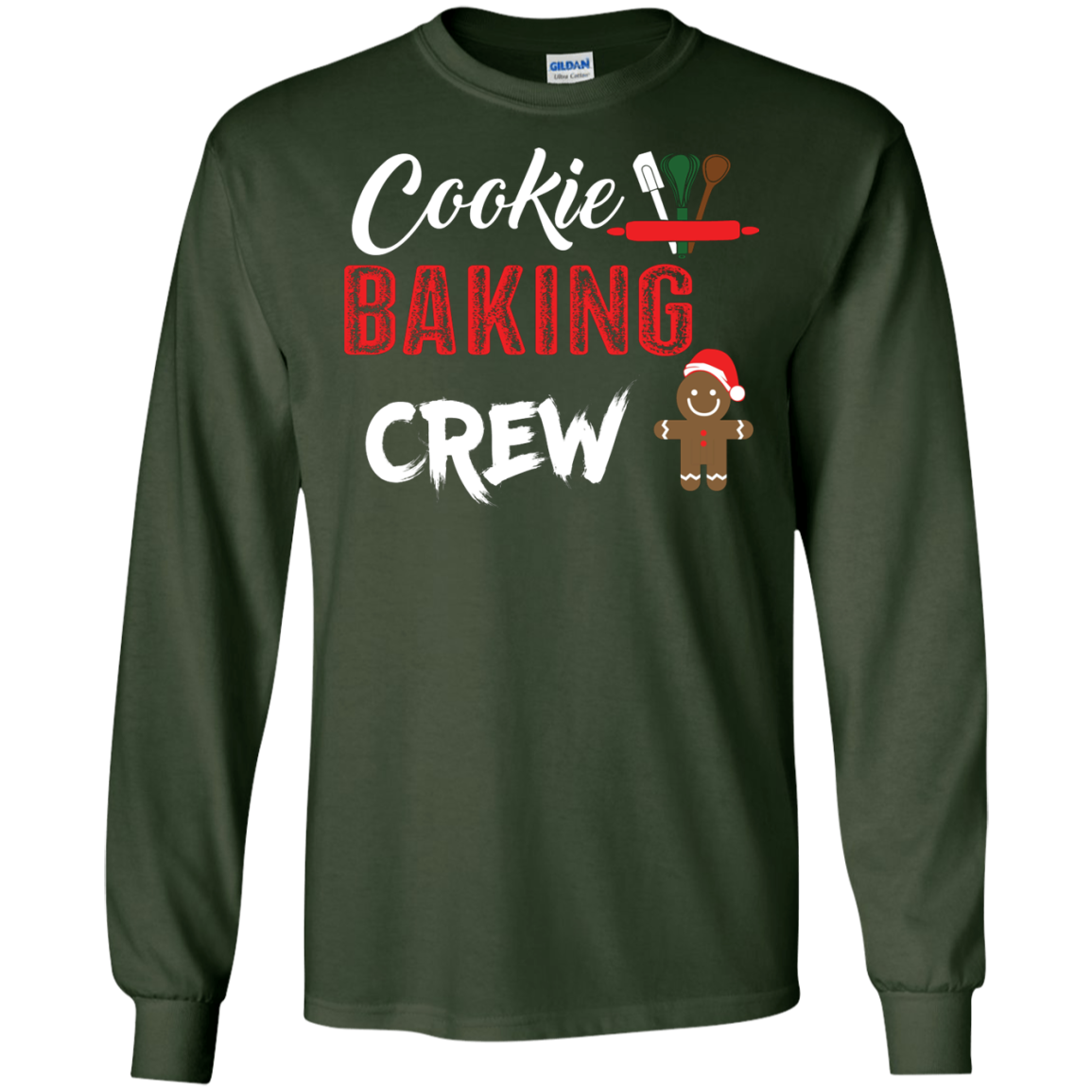 Christmas T-Shirt Cookie Baking Crew Forest Green