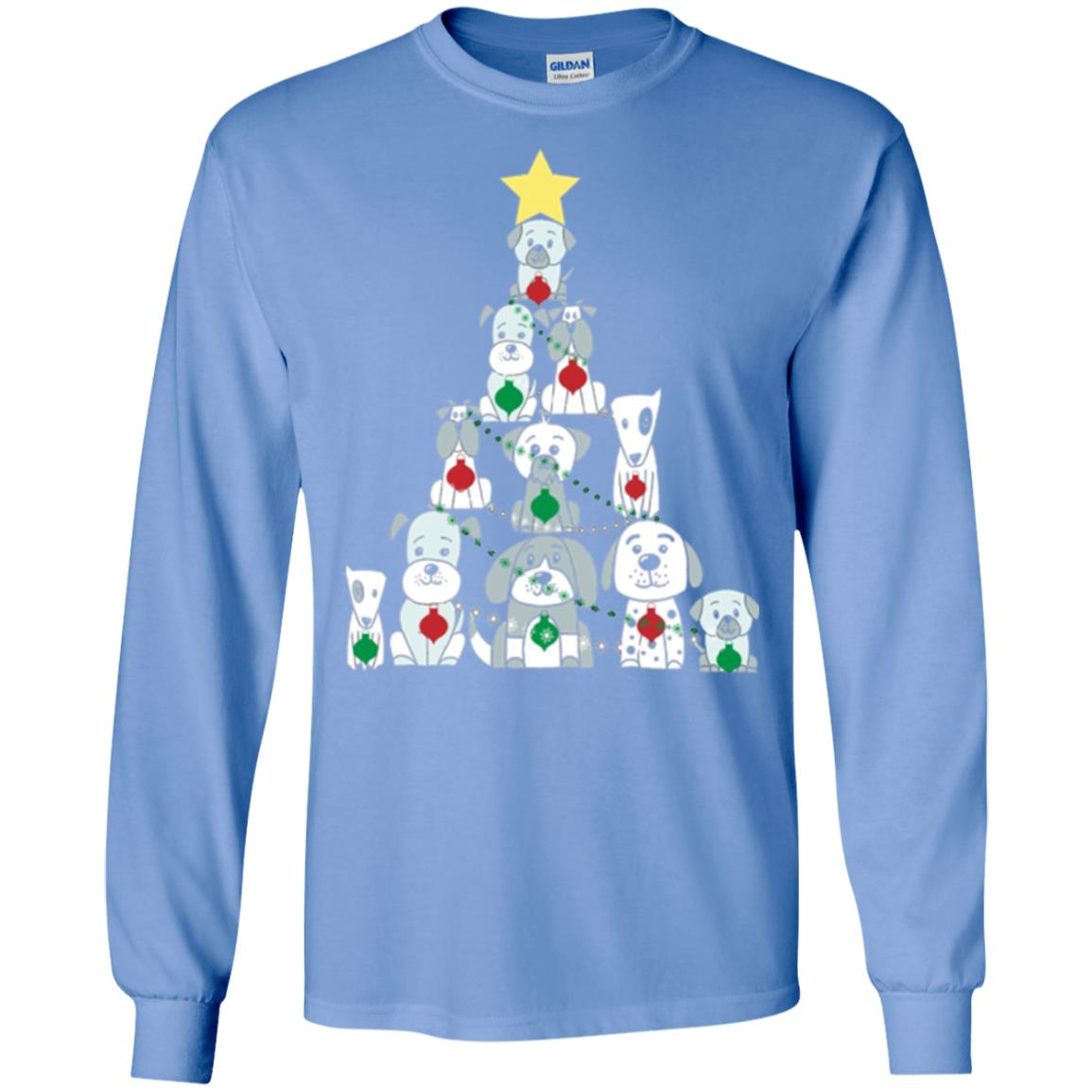 Dogs Lovers T-shirt Christmas Tree By Dogs Carolina Blue