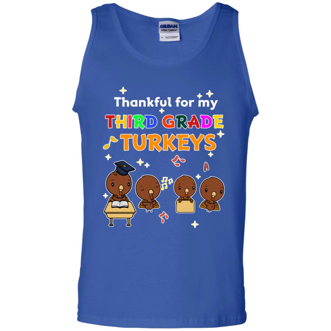 Thankful For My Third Grade Turkey Thanksgiving Shirt For 3rd Grade Teachers Royal