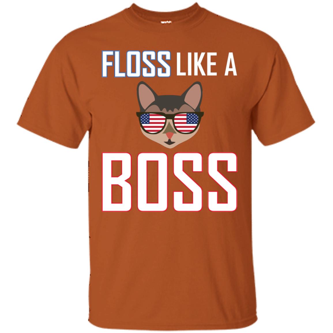 Floss Like A Boss Cat Shirt Texas Orange