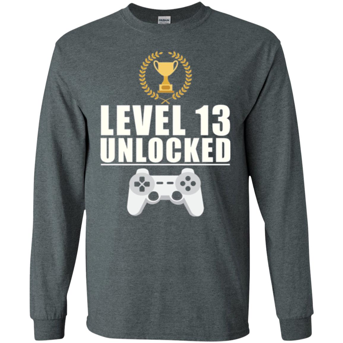13th Birthday T-shirt Level 13 Unlocked Dark Heather