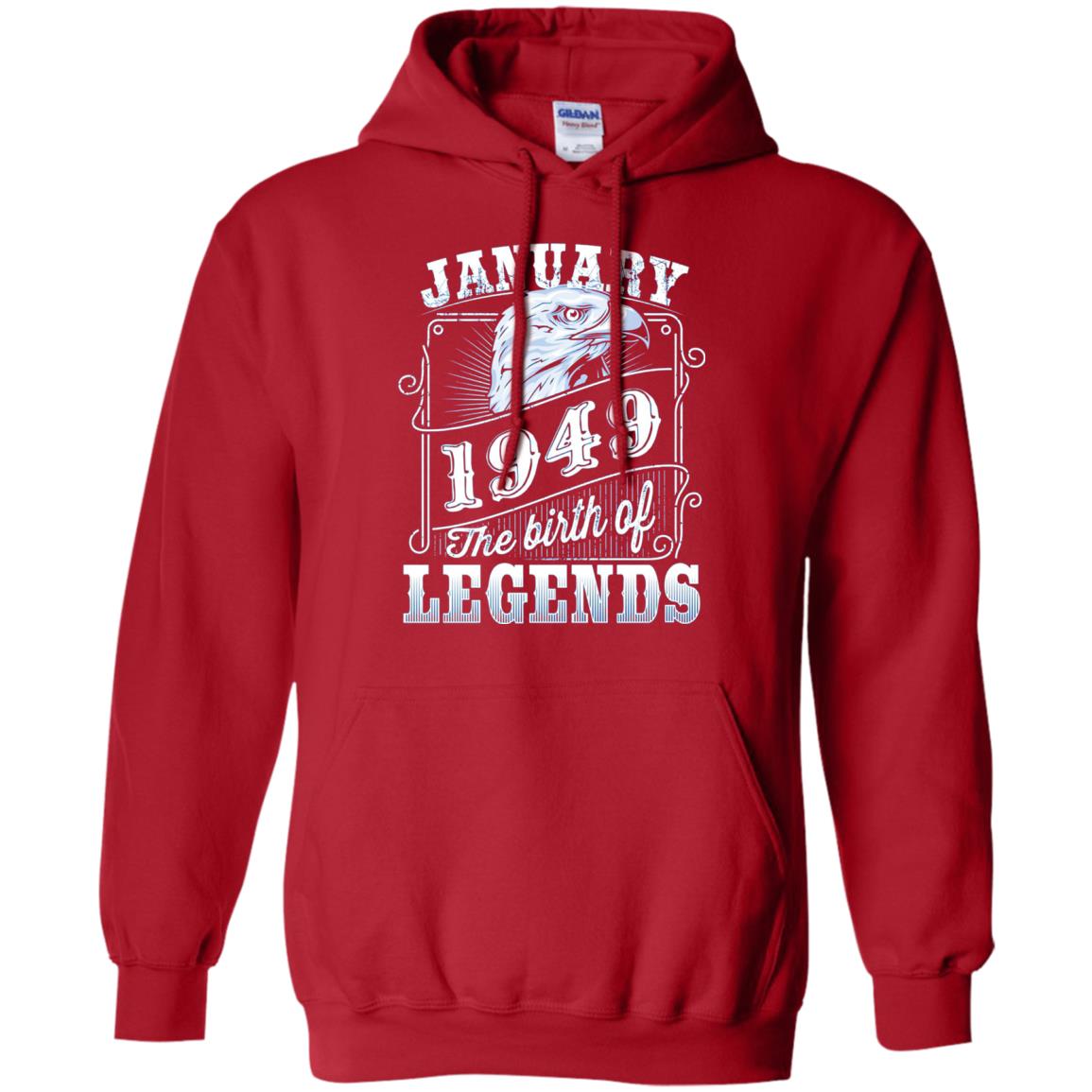 69th Birthday T-shirt January 1949 Birth Of Legend Red