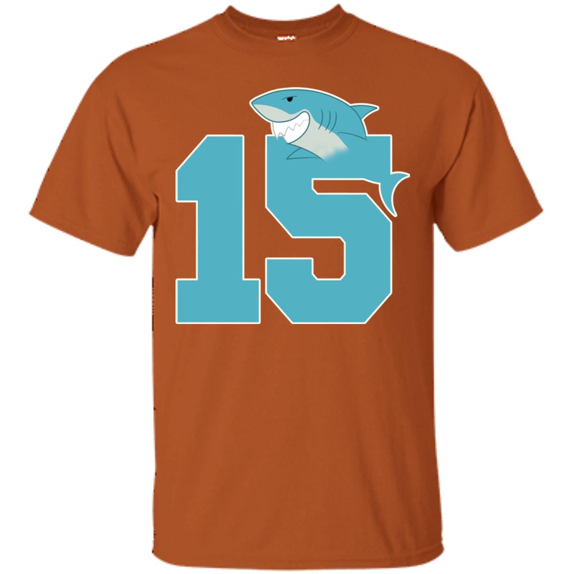 15th Birthday Shark Party Shirt Texas Orange