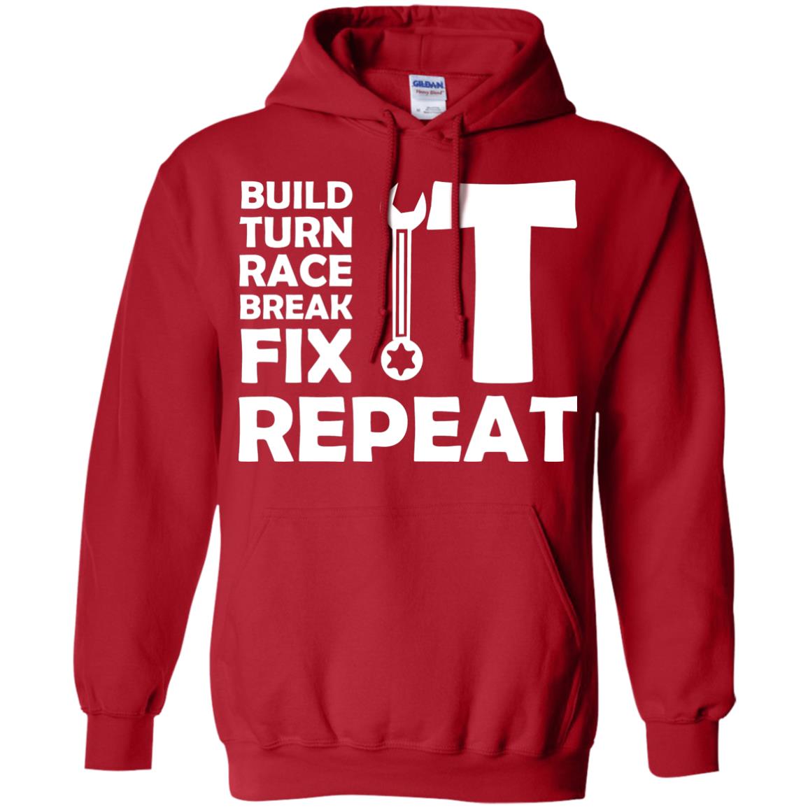 Build Turn Race Break Fix Repeat Racing Shirt Red