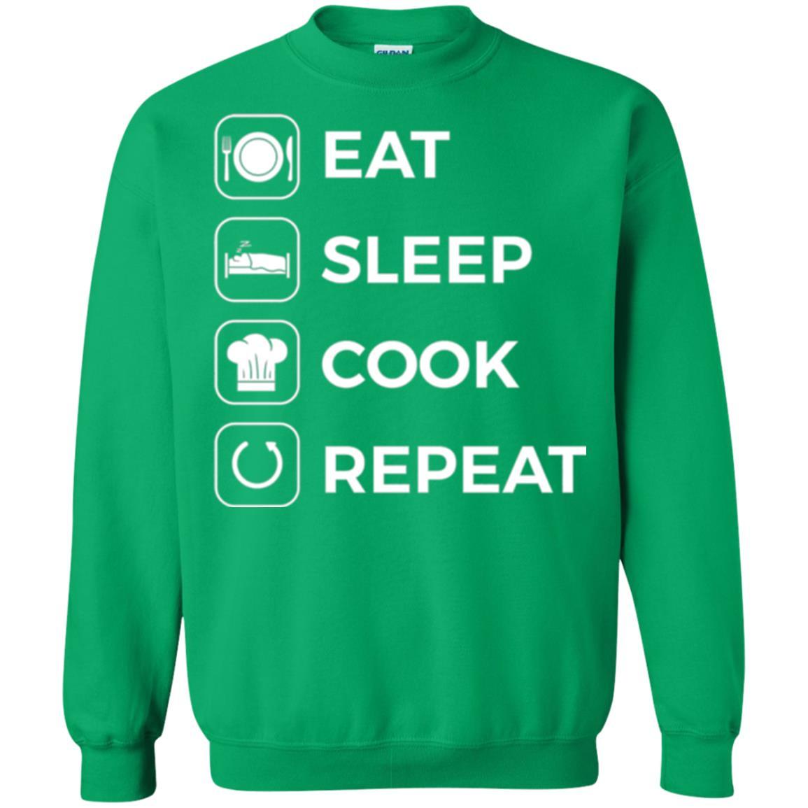 Chef T-shirt Eat Sleep Cook Repeat T-shirt Irish Green