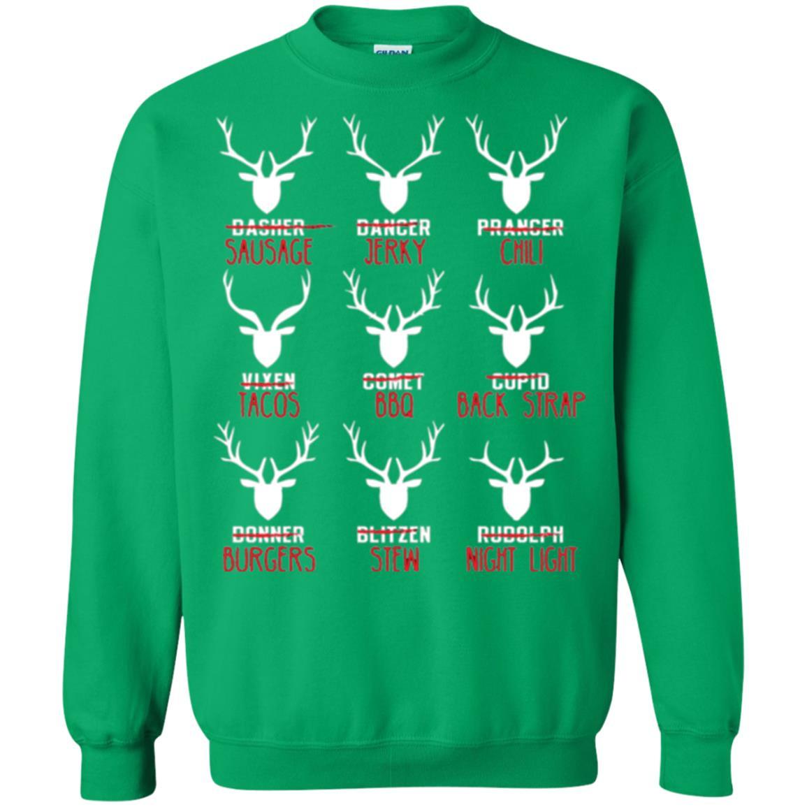Christmas T-shirt Hunters All Of Santa's Reindeer Irish Green