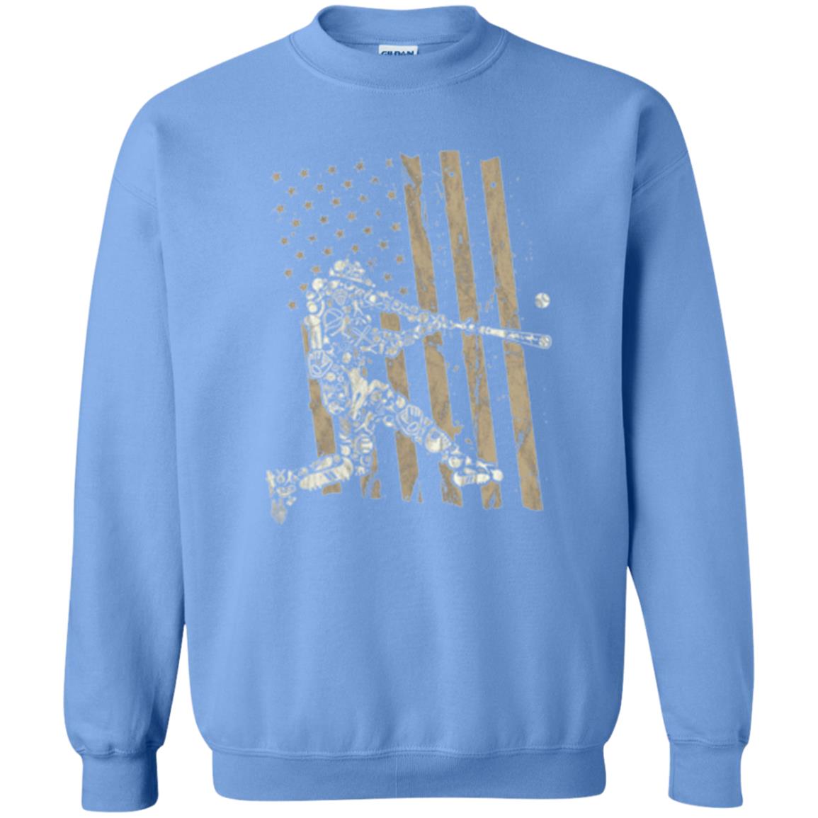 Baseball Player T-shirt American Flag Carolina Blue