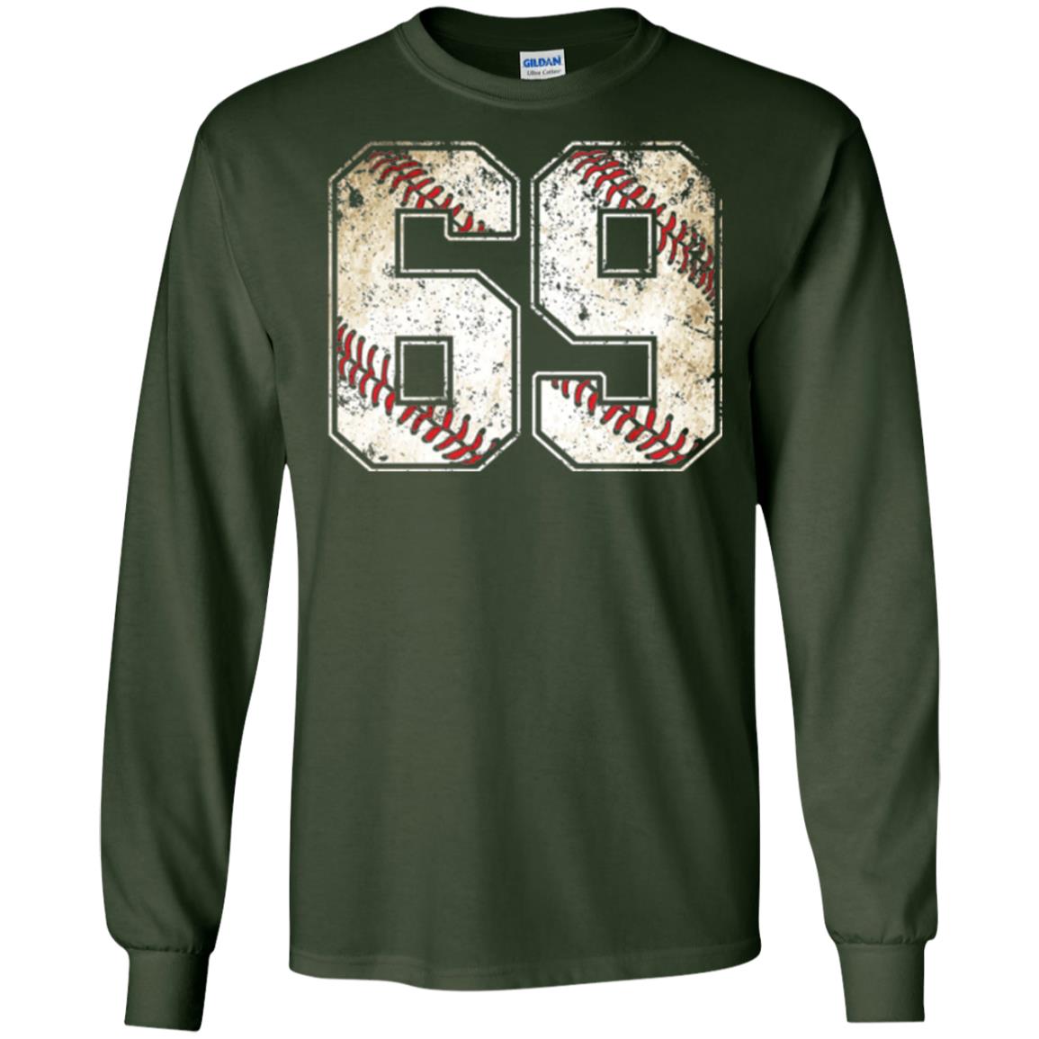 Baseball Player T-shirt Jersey Number 69 Retro Vintage Forest Green
