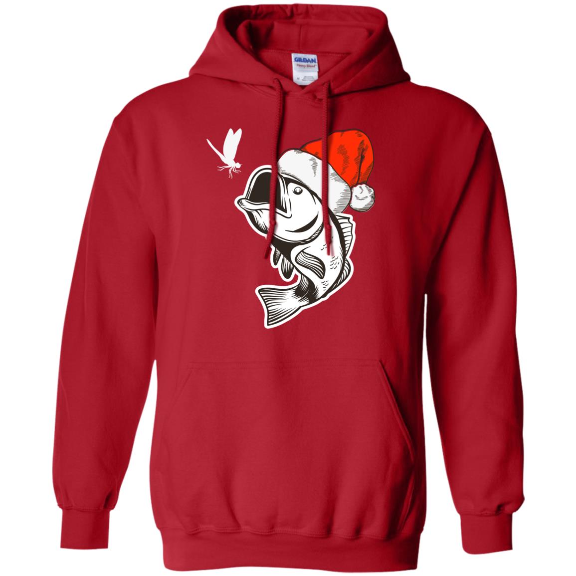 Bass Fishing Santa Hat Christmas Gift Shirt For Fishing Lovers Red