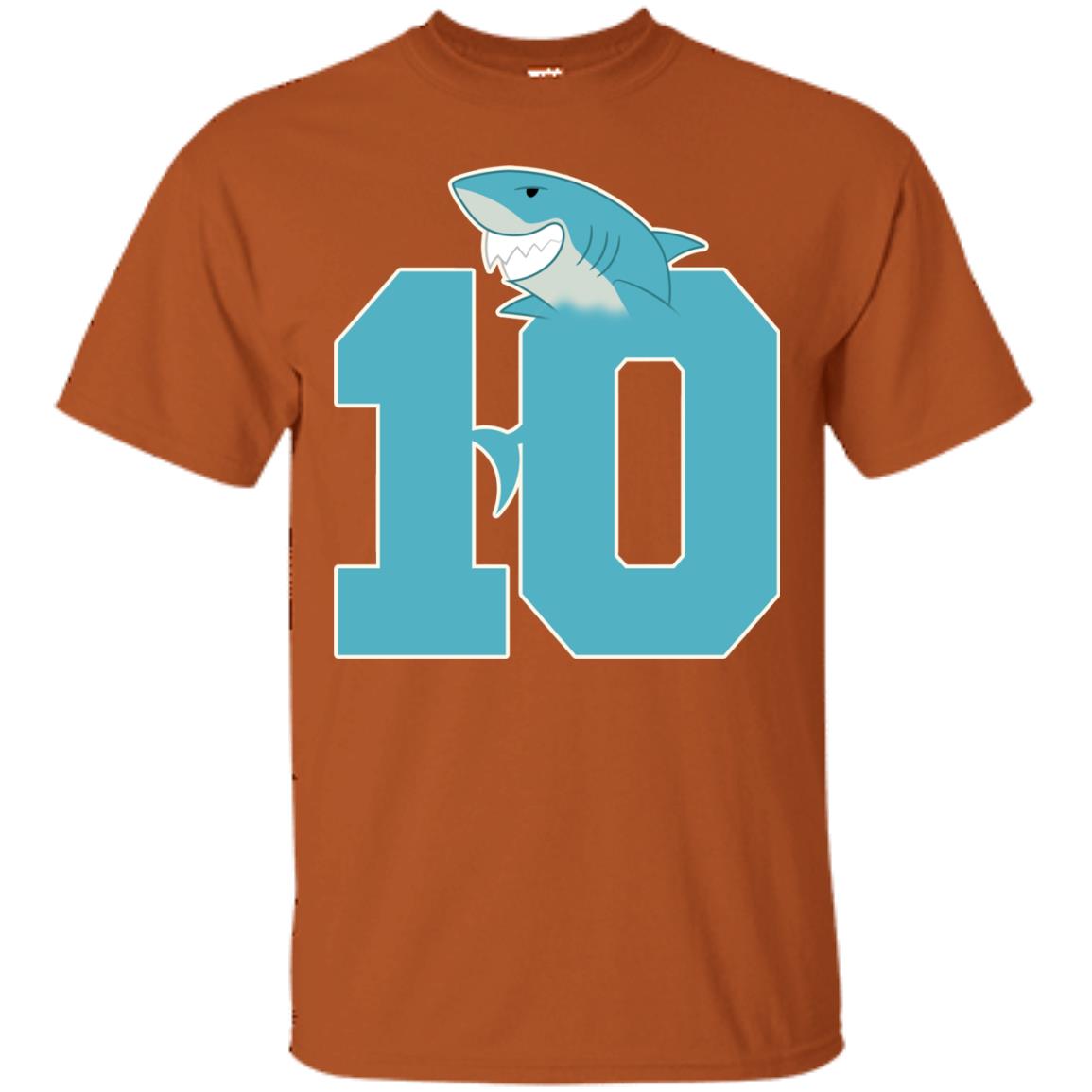 10th Birthday Shark Party Shirt Texas Orange