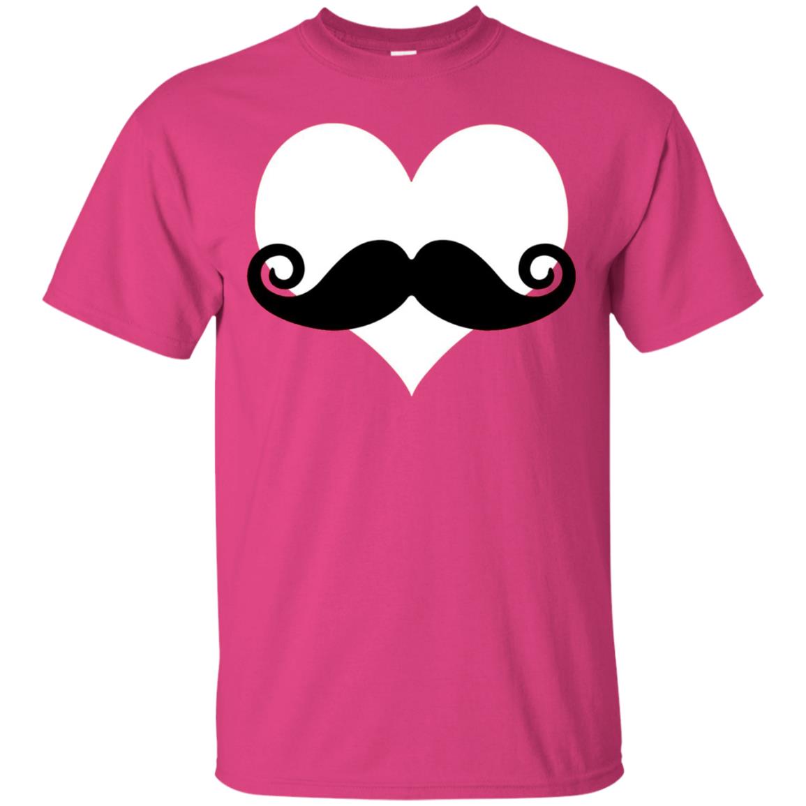 Mustache Heart Valentines Day T-shirt Heliconia