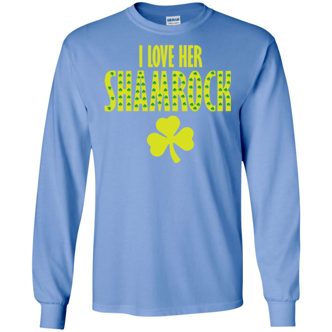 St. Patrick's Day T-shirt I Love Her Shamrock Carolina Blue