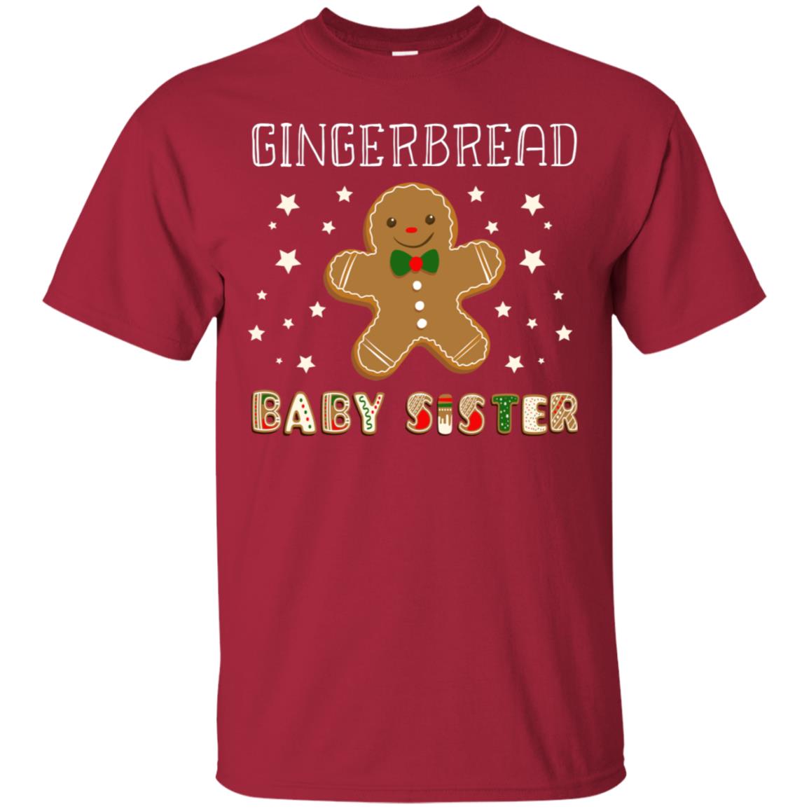 Gingerbread Baby Sister X-mas Gift Family Shirt For Girls Cardinal