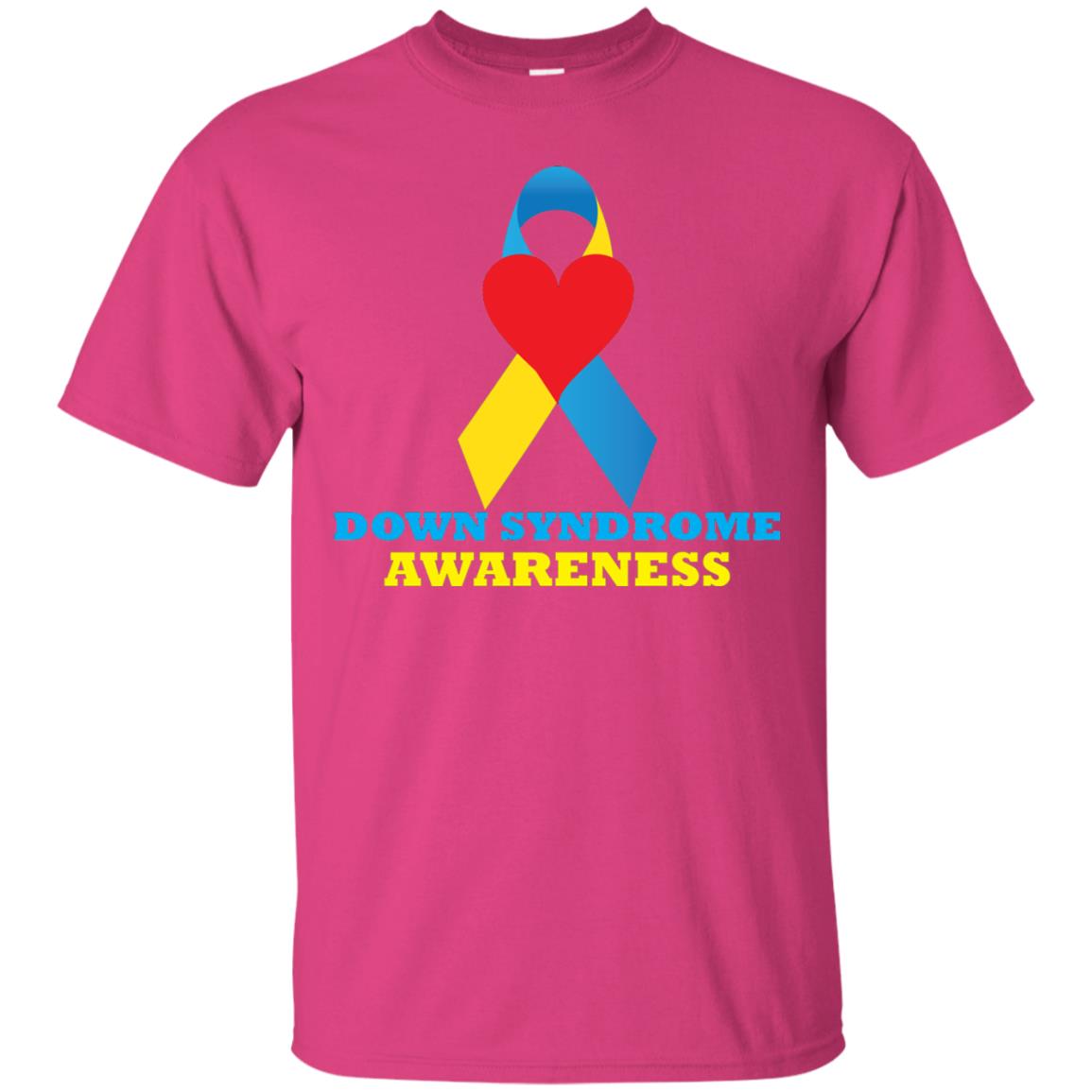 Yellow And Blue Ribbon Down Syndrome Awareness T-shirt Heliconia