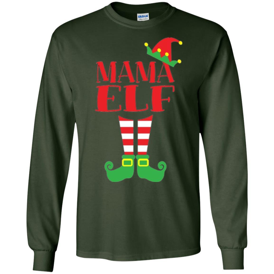 Family Christmas T-shirt Mama Elf T-shirt Forest Green