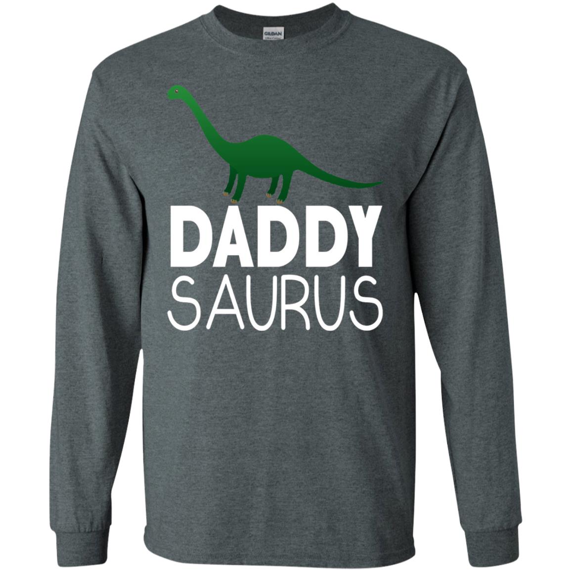 Daddy Saurus Dinosaur Matching Daddy T-shirt Dark Heather