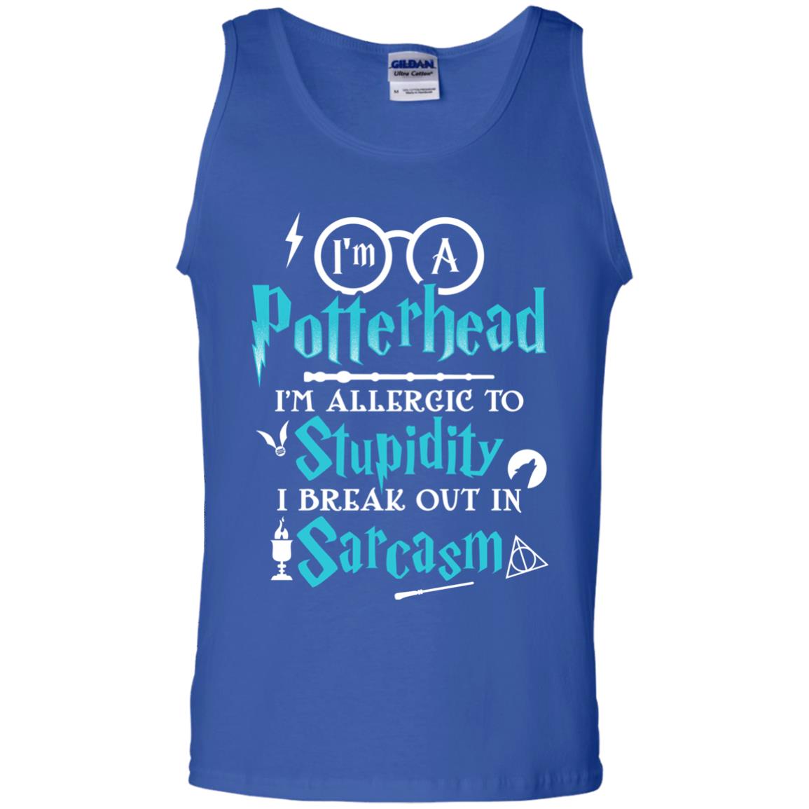 I_m A Potterhead I_m Allergic To Stupidity I Break Out In Sarcasm Harry Potter Fan T-shirt Royal