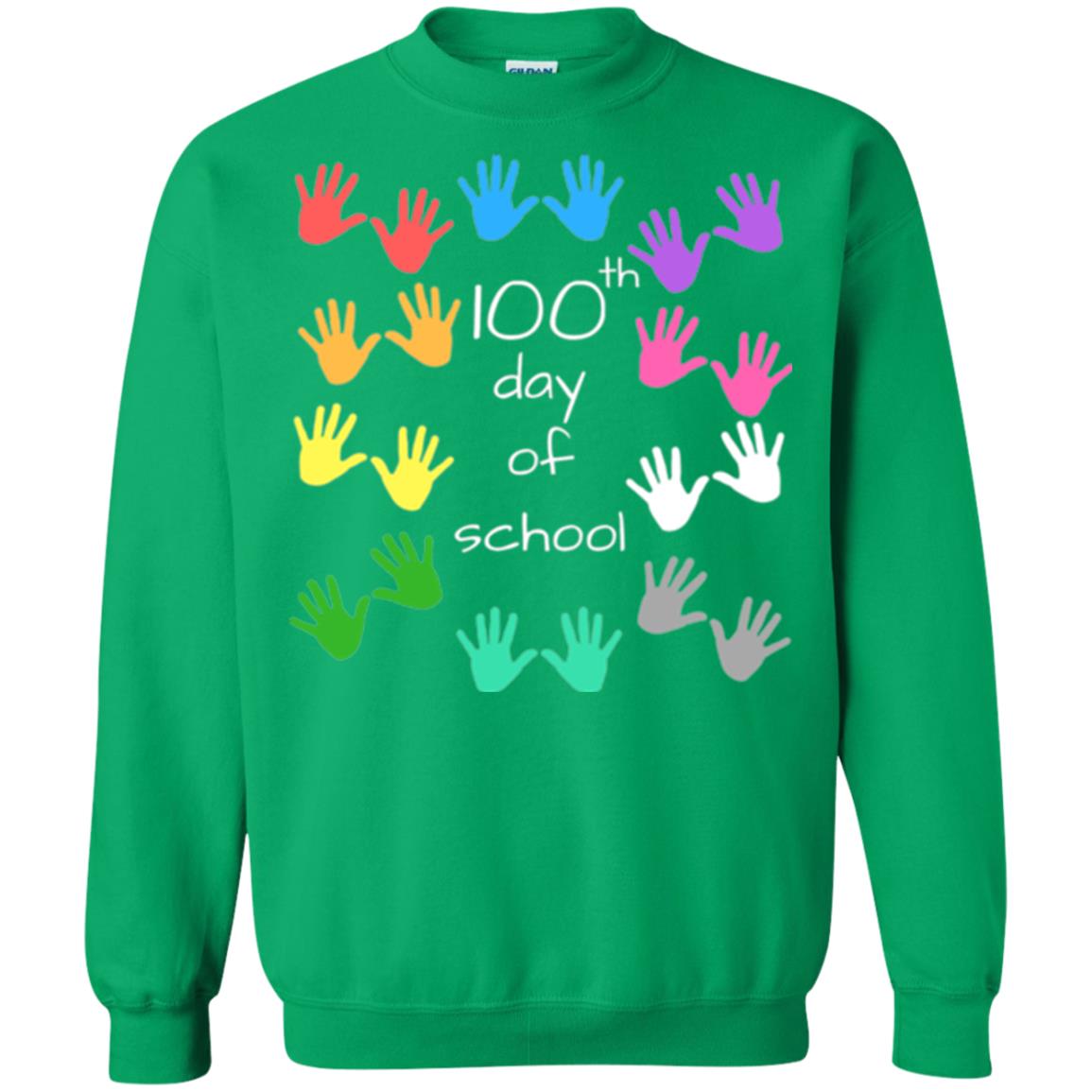 100th Day Of School T-shirt Cute Color Hands Irish Green