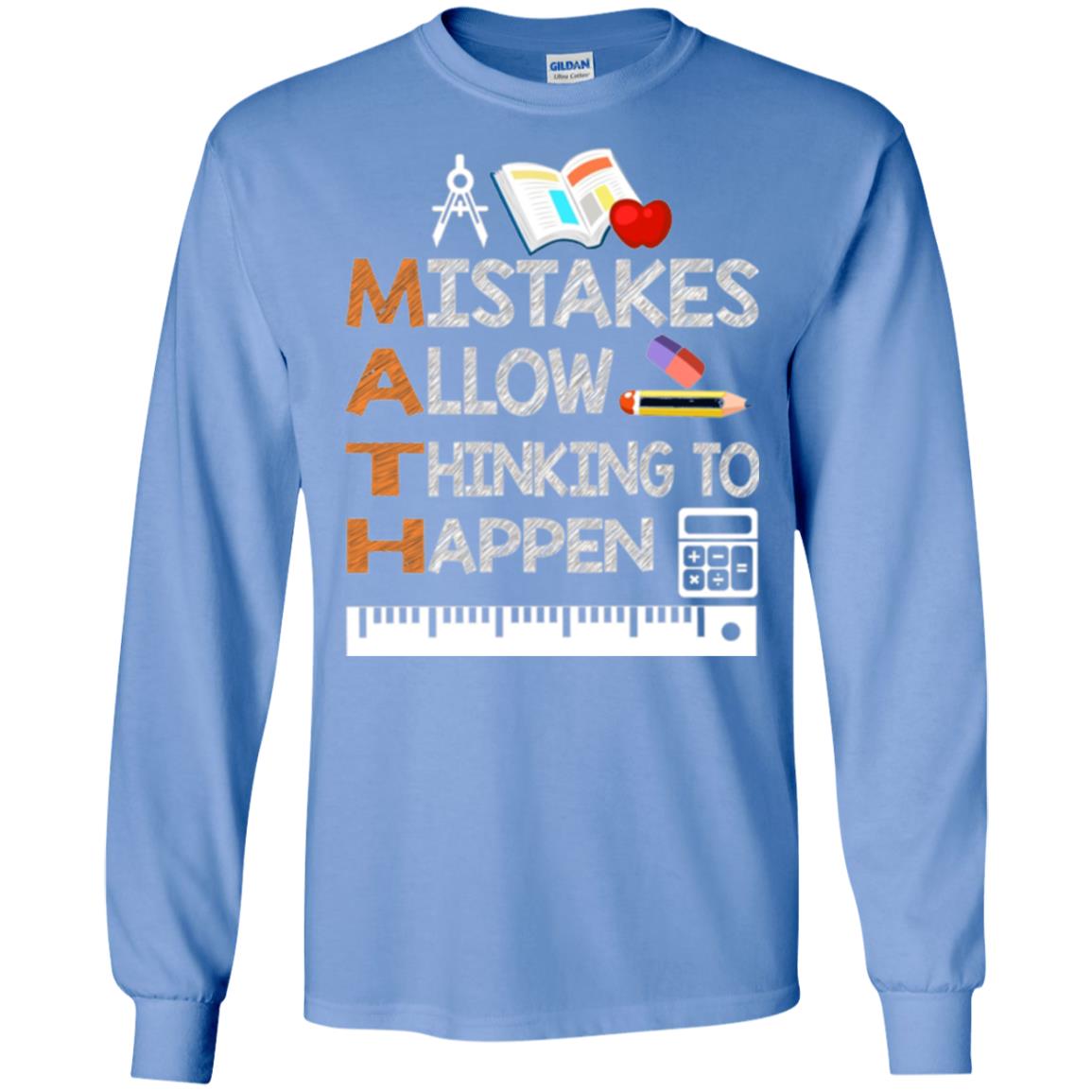 Math Lover T-shirt Mistakes Allow Thinking To Happen Carolina Blue