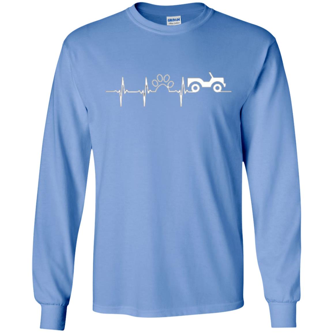 Cat Lovers T-shirt Jeep And Paw Heartbeat Carolina Blue