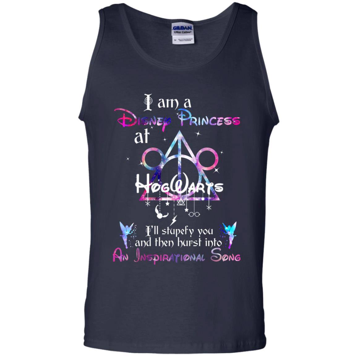 I Am A Disney Pricess At Hogwarts Harry Potter Shirt= G220 Gildan 100% Cotton Tank Top Navy