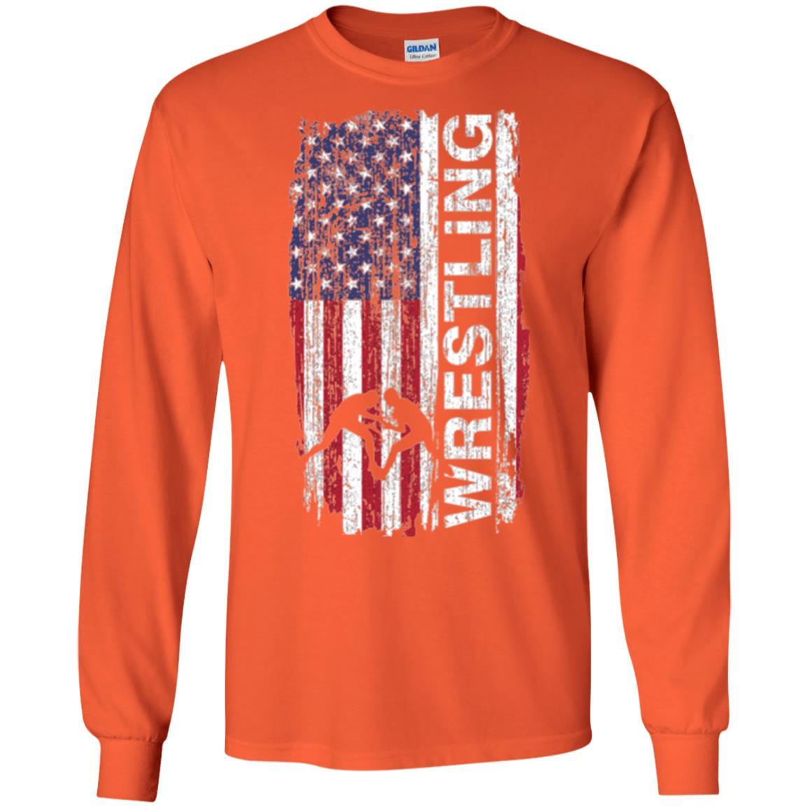 Usa Flag Wrestling T-shirt Orange