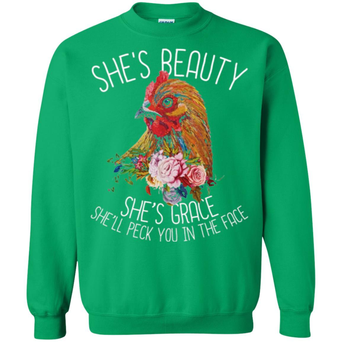 Chicken T-shirt She's Beauty She's Grace Irish Green