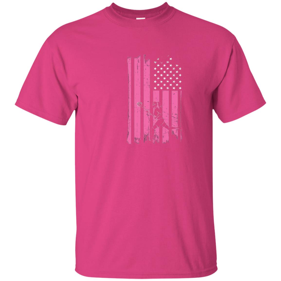 Girls Lacrosse Distressed American Flag Lacrosse Lover T-shirt Heliconia