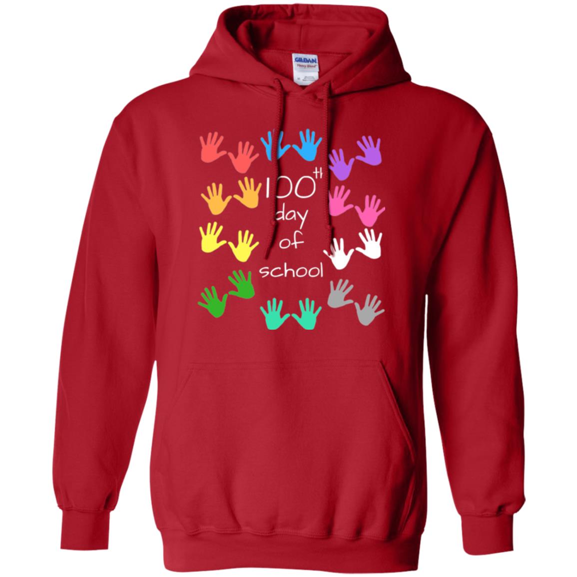 100th Day Of School T-shirt Cute Color Hands Red