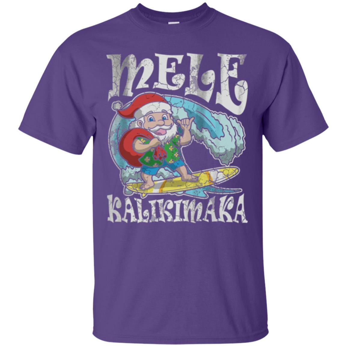 Christmas T-shirt Mele Kalikimaka Santa Hawaii Purple